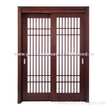 Interior Laminated Wood Sliding Door, Solid Hardwood Frame with Environment-friendly Paint